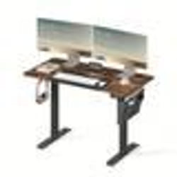 Bureau Assis Debout Électrique 60 x 120 x (72-120) cm Réglable en Hauteur Mémoire 4 Hauteurs Marron Rustique et Noir Pur