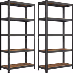 SONGMICS Lot de 2 Étagère de Rangement Planches Réglables 180 x 90 x 40 cm pour Salon Cuisine Marron Rustique