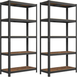 SONGMICS Lot de 2 Étagère de Rangement Planches Réglables 180 x 90 x 40 cm pour Salon Cuisine Marron Rustique