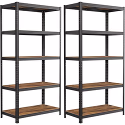 SONGMICS Lot de 2 Étagère de Rangement Planches Réglables 50 x 100 x 200 cm pour Salon Cuisine Marron Rustique