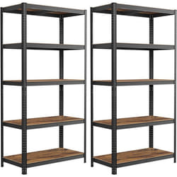 SONGMICS Lot de 2 Étagère de Rangement Planches Réglables 50 x 100 x 200 cm pour Salon Cuisine Marron Rustique