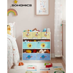 SONGMICS - Étagère pour Chambre d’Enfants - Bibliothèque avec 7 Boîtes de Rangement en Tissu Non-tissé - Blanc