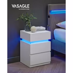 Description générale Transformez votre espace avec cette élégante table de chevet moderne, équipée d'un éclairage LED intégré ...