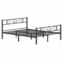 VASAGLE Lit adulte 160 x 200 cm en Métal Structure de lit 2 Personnes Noir