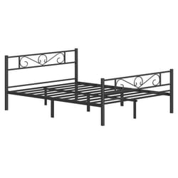 VASAGLE Lit adulte 160 x 200 cm en Métal Structure de lit 2 Personnes Noir