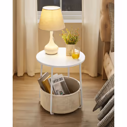 Songmics LET223W10 Table à café, latérale et de salon Table basse Forme arrondie 4 pieds