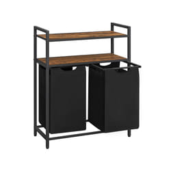 Vasagle BLH211B01 panier à linge 92 L Rectangulaire Panneaux MDF, Oxford, Acier Noir, Marron
