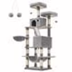 Arbre à Chat Grande Tour de Jeux Hauteur 168 cm avec 13 Griffoirs 1 Planche à Griffer 2Plate-Forme 2Niches Panier PCT165W01