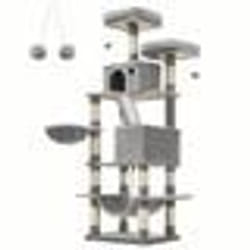 Arbre à Chat Grande Tour de Jeux Hauteur 168 cm avec 13 Griffoirs 1 Planche à Griffer 2Plate-Forme 2Niches Panier PCT165W01