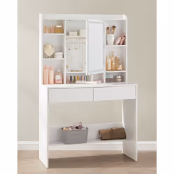 Description générale Cette coiffeuse moderne combine style et fonctionnalité. Elle est équipée d'une étagère supérieure pour  ...