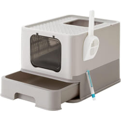 Songmics - Bac à Litière Fermé pour Chat, Maison de Toilette, Plateau Amovible, Pelle, Brosse, pour Grand Chat, Capacité de Charge 15 kg,