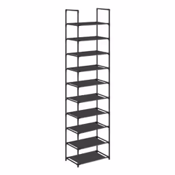 Songmics LSH010B02, Ouvert, Noir, Tissu, Métal, Plastique, 10 étagères, Noir, 450 mm