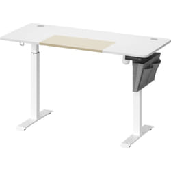 Songmics - Bureau Assis Debout Électrique, 60 x 140 x (72-120) cm, Table Réglable en Hauteur, Mémoire 4 Hauteurs, Pochette, Cadre en Acier, Dessus