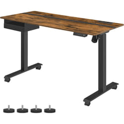 VASAGLE Bureau Électrique Réglable en Hauteur, Bureau Assis-Debout, Surface 60 x 140 cm, Réglable en Continu, Fonction Mémoire de 4 Hauteurs, Marron