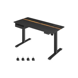 Songmics - Bureau Électrique Réglable en Hauteur, Bureau Assis-Debout, Surface 60 x 140 cm, Réglable en Continu, Fonction Mémoire de 4 Hauteurs, Noir