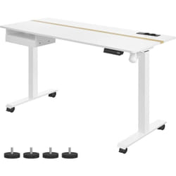 VASAGLE Bureau Électrique Réglable en Hauteur, Bureau Assis-Debout, Surface 60 x 140 cm, Réglable en Continu, Fonction Mémoire de 4 Hauteurs, Blanc