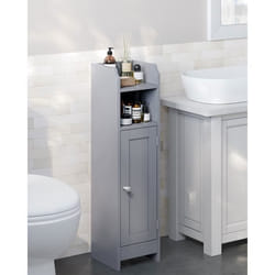 VASAGLE Armoire de Salle de Bain COLONNE Salle de Bain avec Porte et Étagères 18 x 20 x 80 cm Gris Mystique