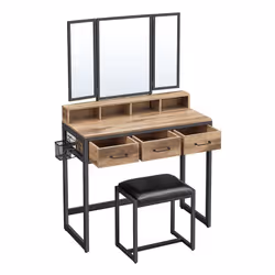 Vasagle RVT004B50, Noir, Marron, mousse, Verre, Panneau de particules, Acier, 900 mm, 400 mm, 1410 mm, 25,7 kg