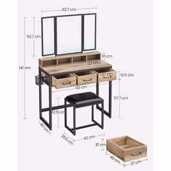 Vasagle RVT004B50 coiffeuse et ensemble de coiffeuses pour chambre à coucher