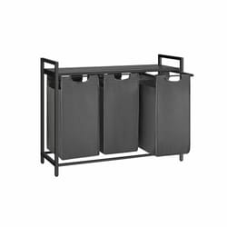 Songmics VASAGLE 3 x 38L panier à linge 114 L Rectangulaire Tissu, Panneaux MDF, Acier Noir, Gris