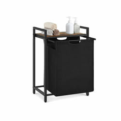 Songmics VASAGLE 65L panier à linge Rectangulaire Tissu, Panneaux MDF, Acier Noir, Marron