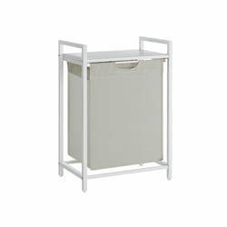 Songmics VASAGLE 65L panier à linge Rectangulaire Tissu, Panneaux MDF, Acier Blanc