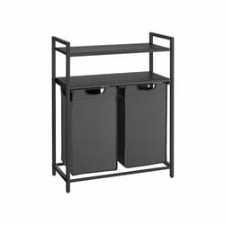 Songmics VASAGLE 2 x 46L panier à linge 92 L Rectangulaire Tissu, Panneaux MDF, Acier Noir, Gris
