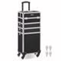 Valise de Maquillage Professionnel 4-en-1 - SONGMICS - XXL - Verrouillable - Roulettes à 360° - Noir