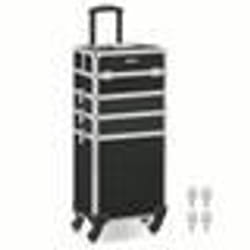 Valise de Maquillage Professionnel 4-en-1 - SONGMICS - XXL - Verrouillable - Roulettes à 360° - Noir