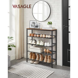 Songmics - tagère Chaussure 5 Niveaux, Porte-Chaussures, Range-Chaussures, avec 4 Étagères Grillagées, 1 Grand Dessus pour Sacs, pour Entrée, en