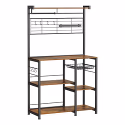 Vasagle KKS026B01, Noir, Marron, Bois, Vintage Brown + Black, Acier, Noir, 5 étagères