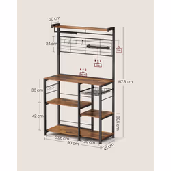 Vasagle KKS026B01 grille de boulanger Bois Noir, Marron