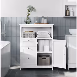 Description générale Ce meuble de salle de bain élégant offre une solution de rangement organisée avec un dessus et un compar ...