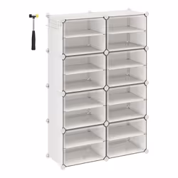 Songmics LPC034W01, Fermé, Blanc, Acrylonitrile-Butadiène-Styrène (ABS), Polypropylène, Acier, 8 étagères, 1240 mm, 940 mm