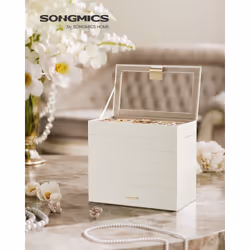 Songmics UJBC195W01 coffret à bijoux, pochette et boîte de rangement
