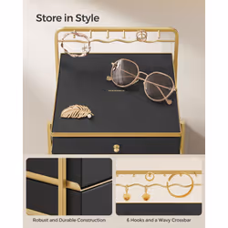 Songmics UJBC168B01 coffret à bijoux, pochette et boîte de rangement Boîte à bijoux
