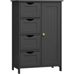 Vasagle - Meuble Salle de Bain Rangement, Armoire Gain de Place, Commode, avec 4 Tiroirs, Placard avec Porte, Étagère Réglable, 30 x 55 x 82 cm, Noir