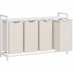 [4 compartiments de tri] Ce panier à linge a un volume total de 160 L (40 L pour chaque sac). La conception à 4 compartiments ...