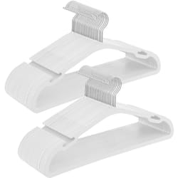 Songmics - Cintres, Lot de 50, Cintres en Plastique, avec Larges Encoches aux épaules, Barre à Pantalons, Crochet Pivotant à 360°, Gain de Place,