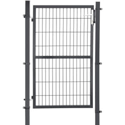 Songmics - Portillon en acier galvanisé, Portail de clôture, Porte de jardin, robuste et durable, avec serrure, poignée et clé de qualité, 150 x 106