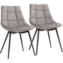 Lot de 2 Chaises de salle à manger, Siège moderne, rembourrées, avec pieds en fer, surface en velours lisse, Gris LDC84GY