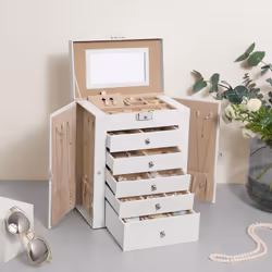 Songmics Coffre à bijoux blanc