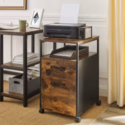 Vasagle OFC71X meuble de classement et accessoire Tableau à particules, Acier Noir, Marron