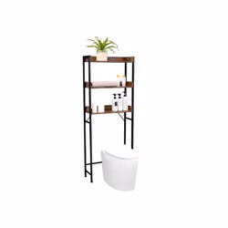 Vasagle BTS002B01 étagère fonctionnelle Panneau aggloméré Acier Noir, Marron, Bois naturel