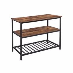 Vasagle KKI01BX, Forme rectangulaire, Table fixe, Marron, Maison, 4 pieds, Noir