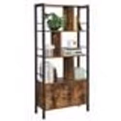 Bibliothèque style industriel VASAGLE - 4 étagères 2 portes - 74 x 30 x 1545 cm
