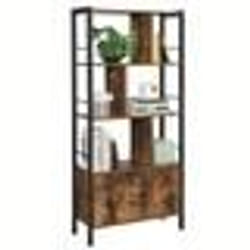 Bibliothèque style industriel VASAGLE - 4 étagères 2 portes - 74 x 30 x 1545 cm