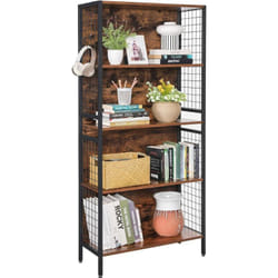 Vasagle - tagère, Bibliothèque à 4 Niveaux, Meuble de Rangement, Placad, avec Portes, Grand, Cadre en Acier, pour Salon, Bureau, Chambre, Style
