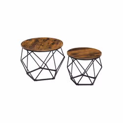 Vasagle LET040B01, Table basse, Forme arrondie, Marron