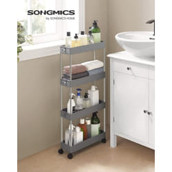 Songmics - Desserte à roulettes, Chariot de Rangement, Étagère Roulante, 4 Niveaux, Gain de Place, pour Salle de Bain, Cuisine, Bureau, 40 x 13,5 x